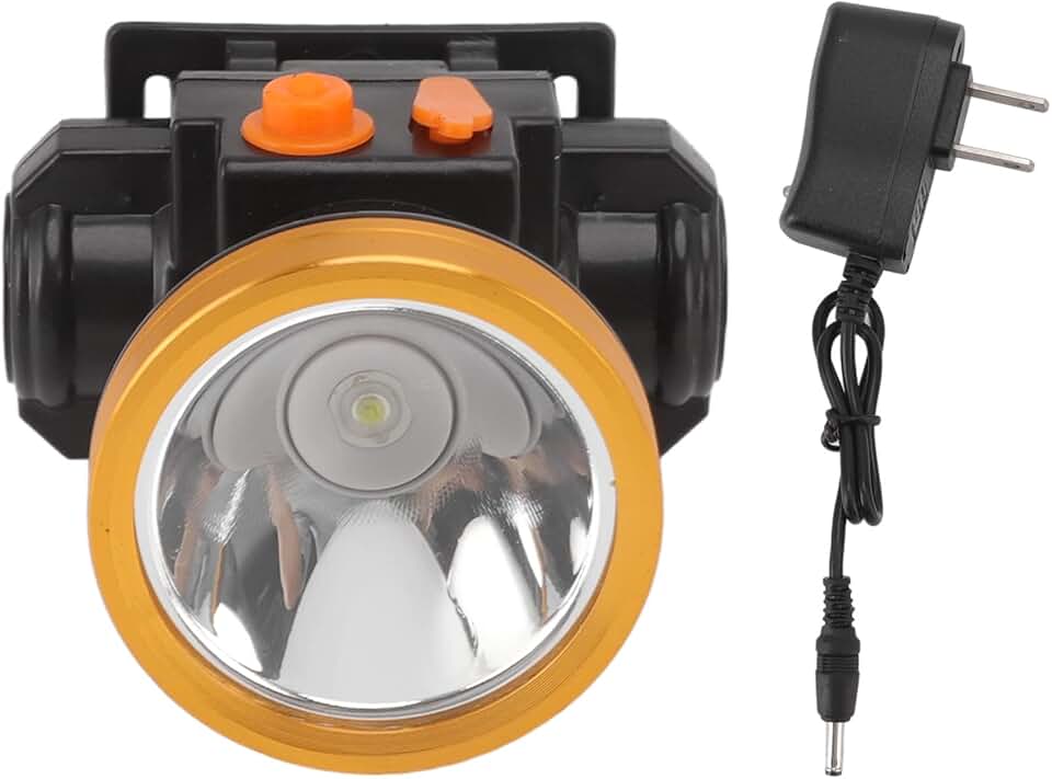 Farol Frontal Recarregável à Prova D'água, Farol Externo de LED Com Ajuste de 3 Velocidades para Caça, Acampamento, Pesca, Plugue Dos EUA 100-240V