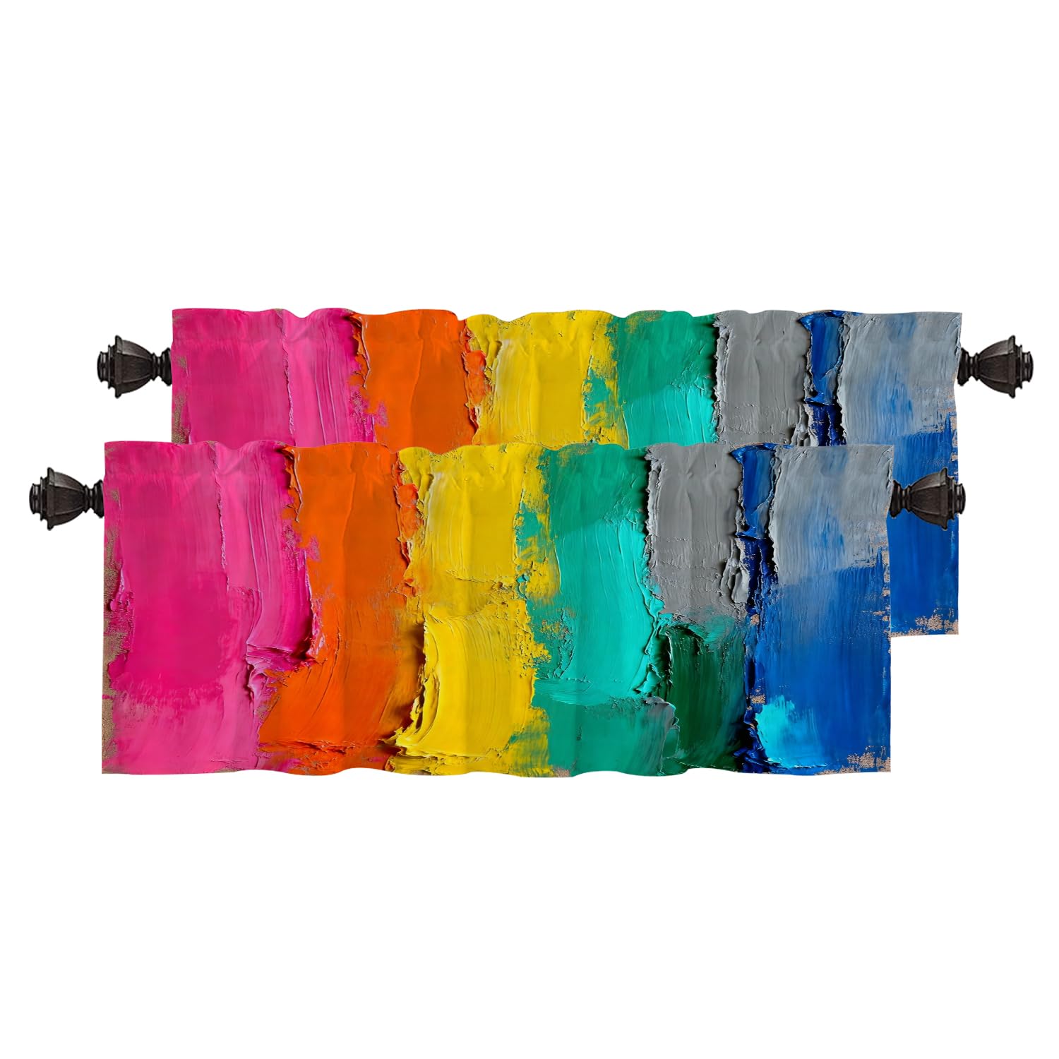 Cantonnière occultante cuisine chambre motif abstrait rose rouge 2x