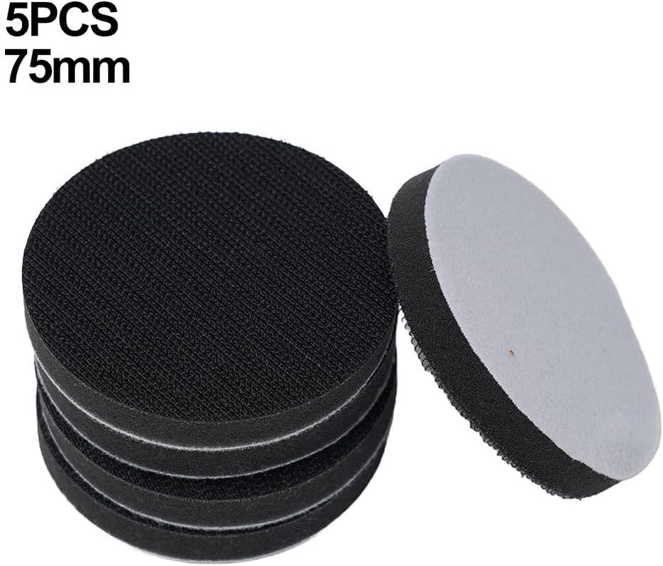5 Pack Soft Density Interface Pad Sponge Buffer Backing for 50mm 75mm Sanding Discs, Flexible Reduces Vibration for Orbital Sander Polishing on Auto Body Curves and Edges(5pcs 75mm)