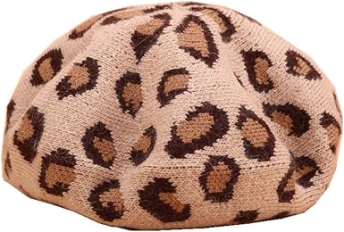Joylife Leopard Print Beret Hat Knitted 