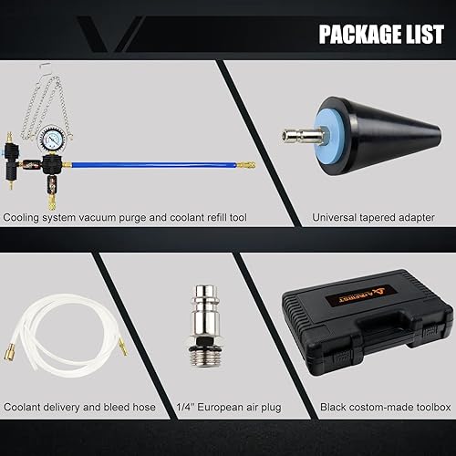 Miniatura 7 de Kit de recarga de vacío de refrigerante, sistema de refrigeración, kit de herramientas de purga y llenado al vacío del radiador, relleno de