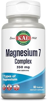 KAL Magnesium Complex 7 - Total Complex with Magnesium Glycinate, Citrate, Malate and More - Relaxation and Whole Body Support Supplements - Vegan, 30 Servings - 60 VegCaps
