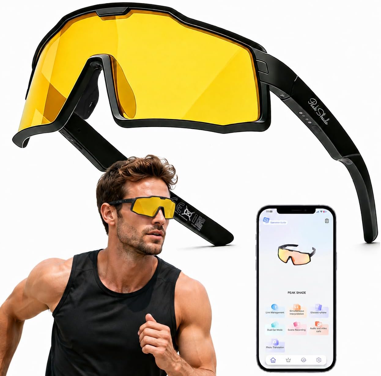 Night Vision AI Smart Glasses with Open-Ear Audio for Driving