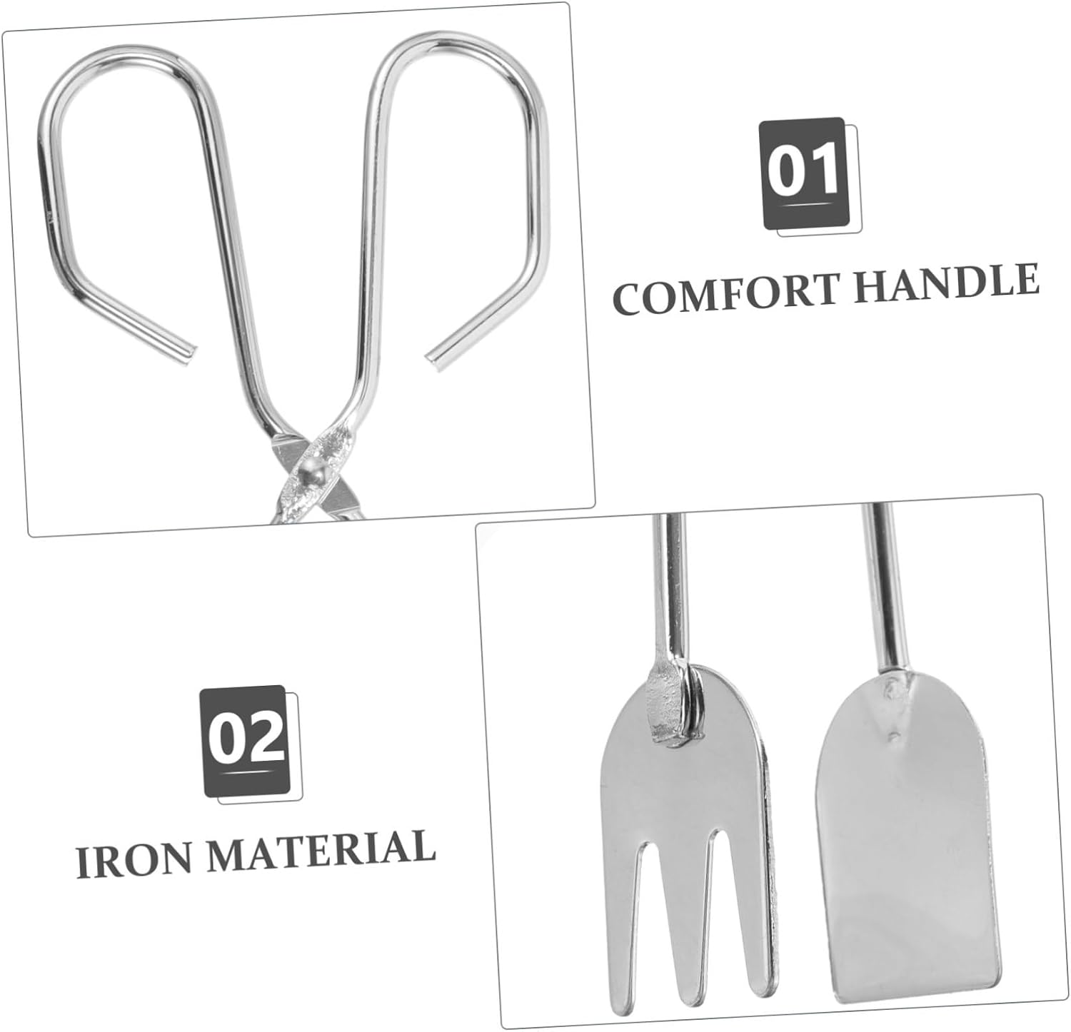 Charcoal Tong Fireplace Accessory, Iron Fire Tongs Xmas for Bbq