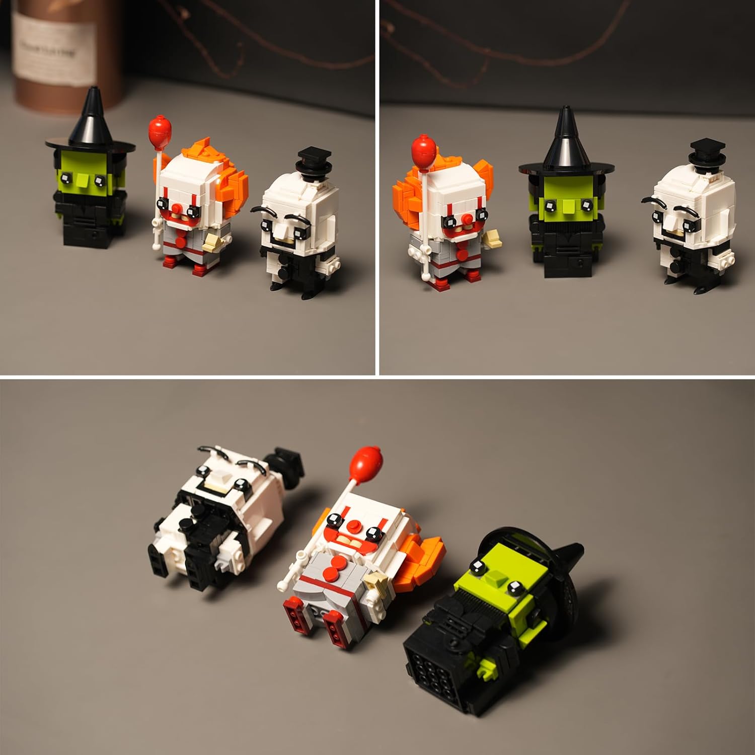 Horror Action Figure Building Set, Scary Clown and Witch Buildable Characters Compatible with LEGO, Nightmare Halloween Room Decor & Gifts for Adults, 519 Pcs