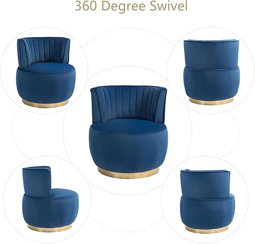 Miniatura 6 de Homtique Silla giratoria para sala de estar, moderna silla tapizada de tela de terciopelo con barril redondo, giratoria de 360 grados, pequeña silla