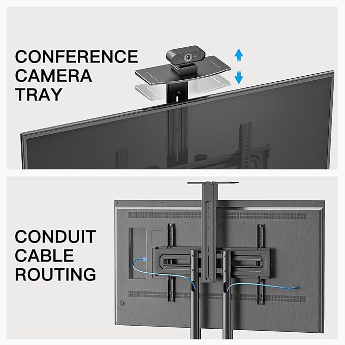 Soporte móvil para TV PERLESMITH 32-85 pulgadas con ruedas y estante miniatura 6