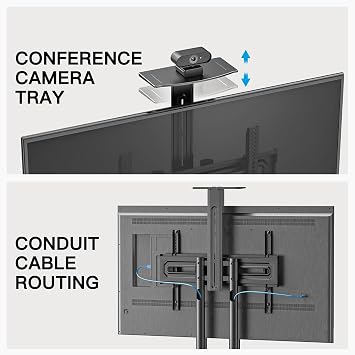 PERLESMITH Rolling TV Stand with Wheels for 32-85 Inch LCD LED 4K Flat Screen TVs, Tilt Mobile TV Cart with Shelf Holds Up to 100 lbs, Height Adjustable Floor TV Stand Max VESA 600x400mm- PSTVMC05