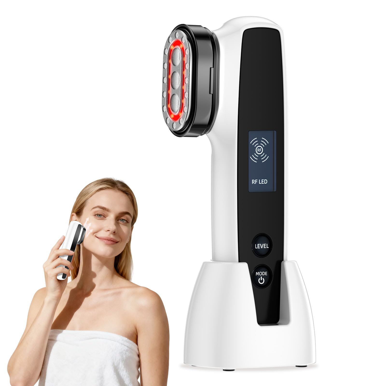 Dispositivo de cuidado de la piel RF 6 en 1, máquina de belleza facial LED 5 niveles de intensidad, Dispositivo de belleza de radiofrecuencia para rostro, vientre, cuello, piernas y brazos