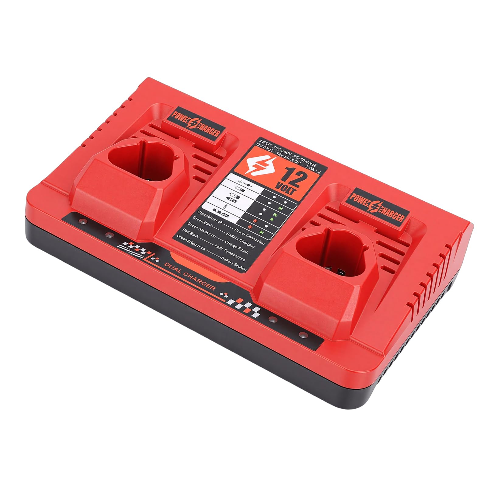 Chargeur de Batterie Lithium-ION à Double Port, Dissipateurs de Chaleur Intégrés et Trous de Ventilation pour Une Protection Contre Les Surintensités, Les Surtensions et Les (Prise UE)
