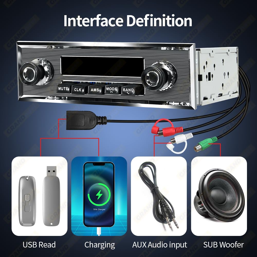 Amazon.co.jp: 1 Din カーラジオ MP3 プレーヤー クラシックカー