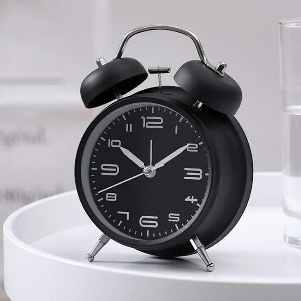 Home Decor 2pcs Wind Up Alarm Clock Dual Bell Mechanical Keywound Alarm Clock Blue/Black