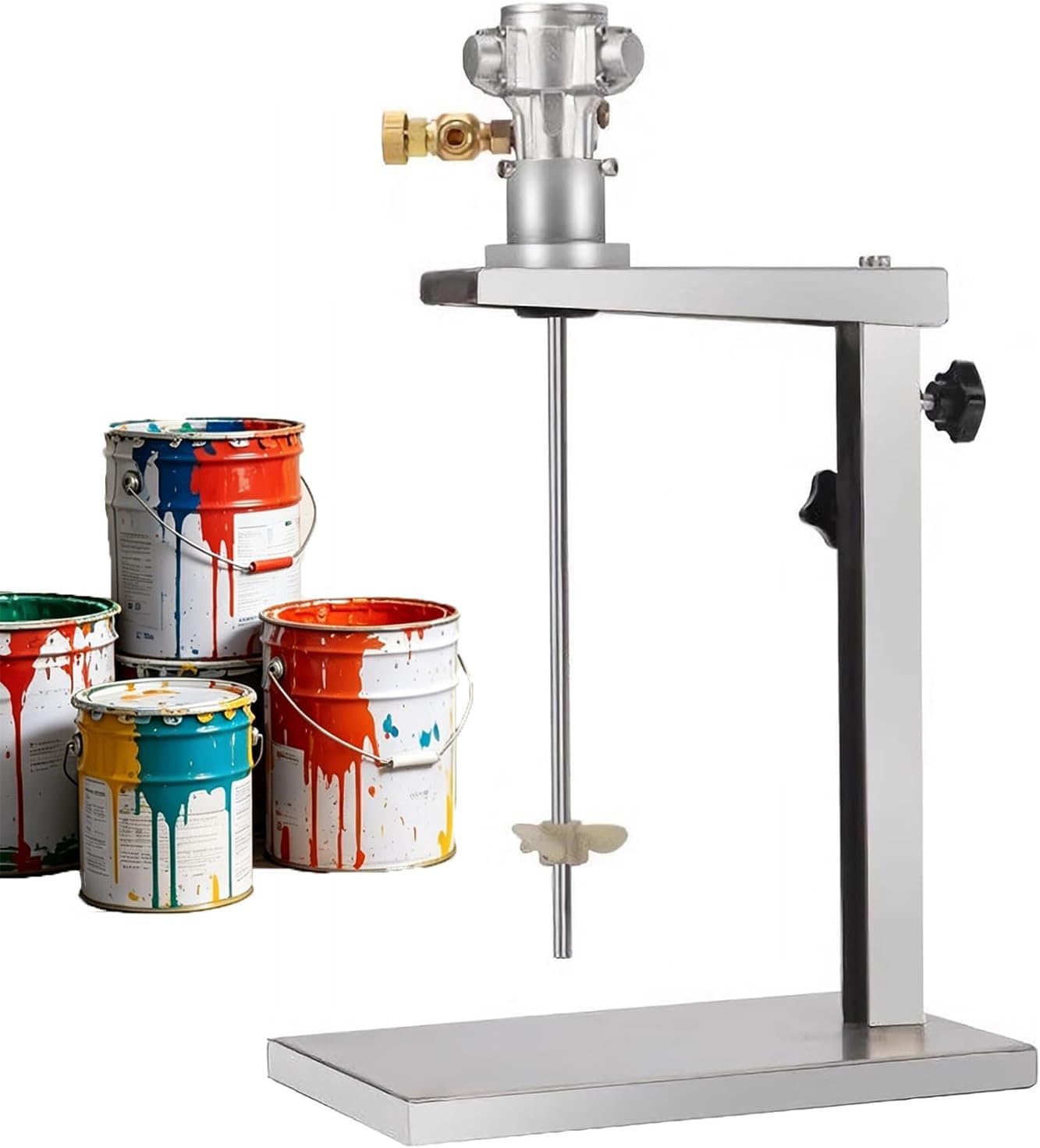1 Gallon Pneumatic Automatic Paint Mixer, 1/16HP Air Agitator,Ink Coating Mixing Tool with Height Adjustable Stand, for Viscous Liquid Ink Dye Chemicals