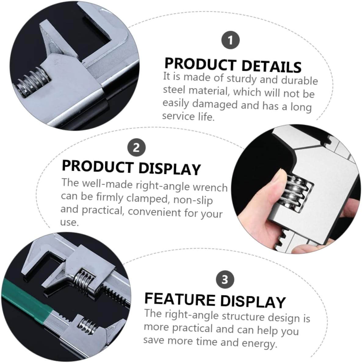 1Pc Right Angle Wrench Pliers Steel Spanner for Plumbing Durable Grip Non Slip Design for Automotive Water Pump Tasks Professional Tool