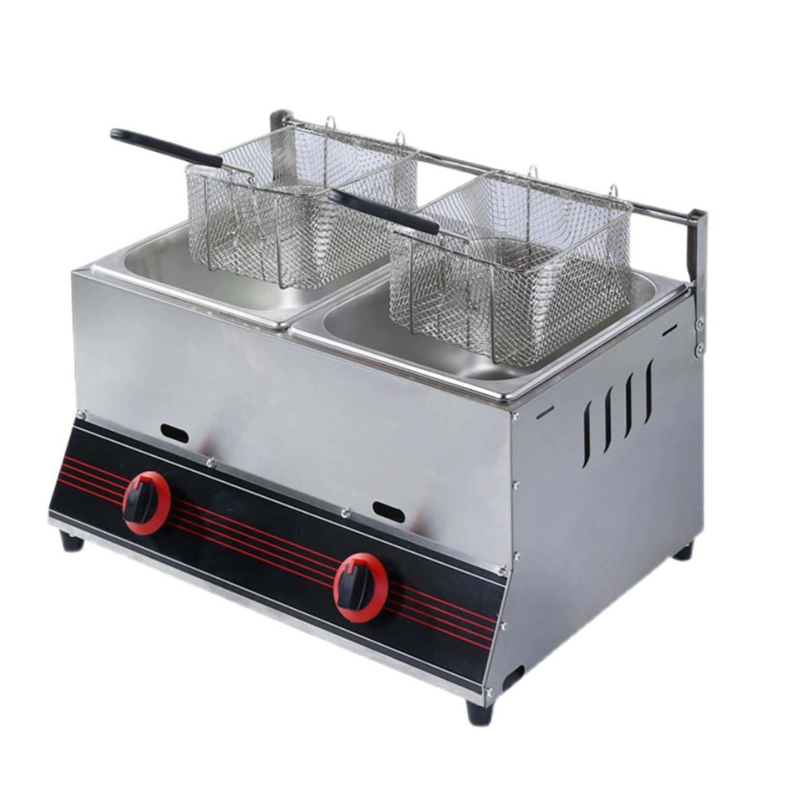 Friggitrice a Gas da Banco, Friggitrici in Acciaio Inox con Frittura Cestello, Potenza di Fuoco Regolabile, Friggitrice ad Oil per Cucina, Ristorante, Snack Bar