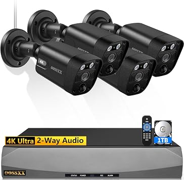 4K PoE IP Cameras Outdoor Home Security Camera System Wired Surveillance
