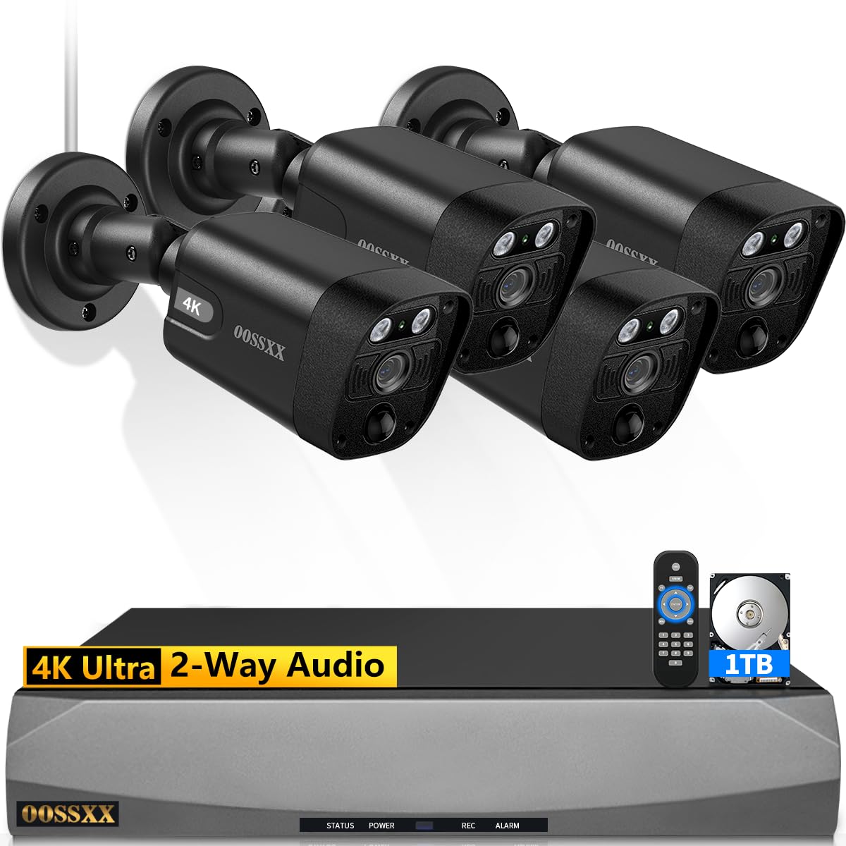 4K/8.0 Megapixel & 130° Ultra Wide-Angle 2-Way Audio PoE Outdoor Home Security Camera System Wired Outdoor Video Surveillance IP Cameras System DVR System