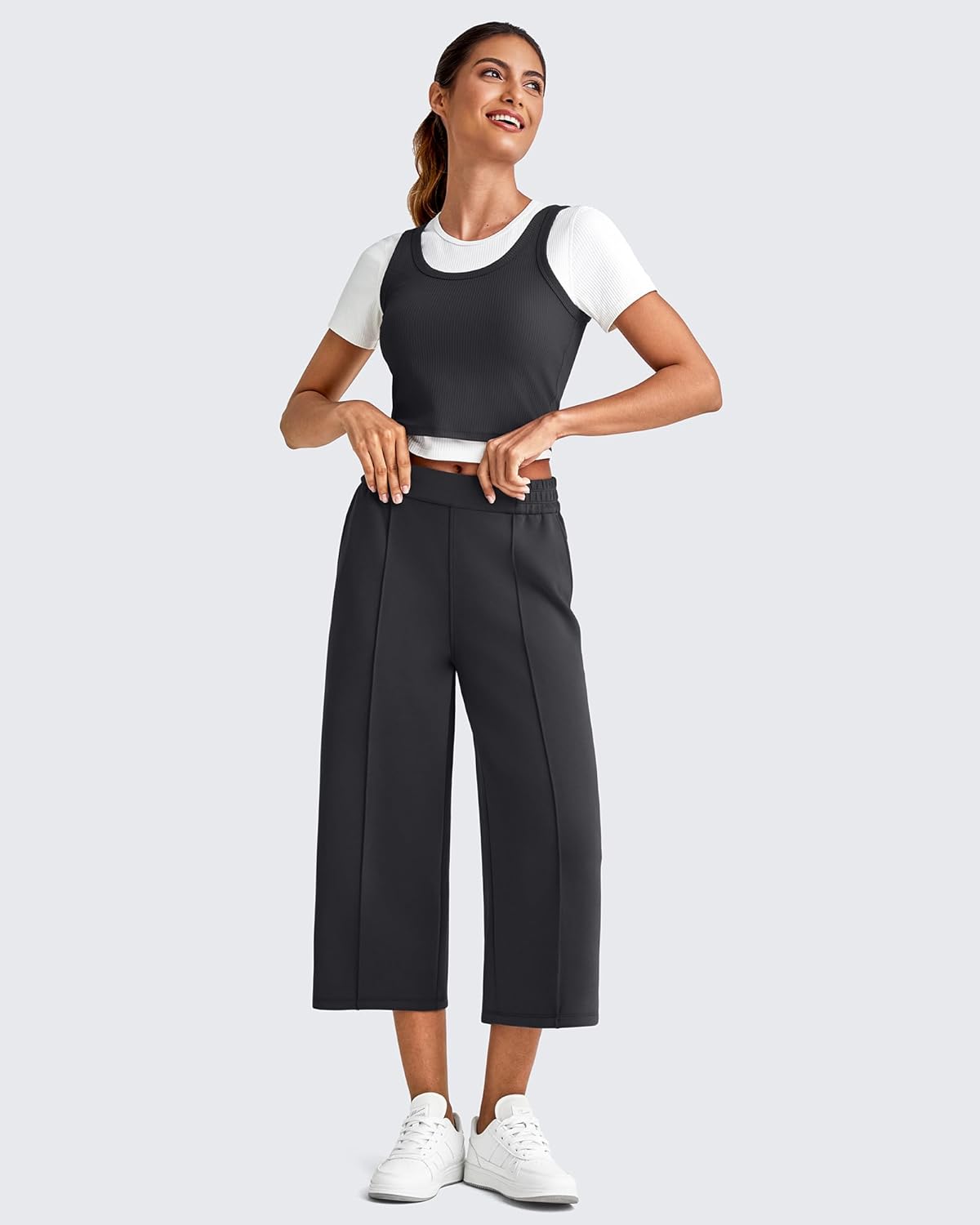 G4Free Smoofit Capri Pants for Women Wide Leg Yoga Pants High Waist Summer Travel Casual Pants with Pockets - Image 4