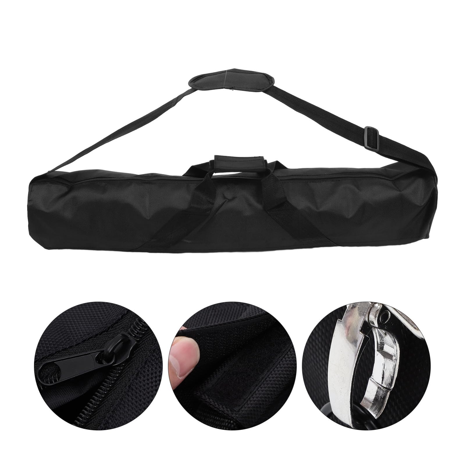 Borsa Zip Treppiede Tracolla Oxford a Nero e Regolabile per Chiusura Custodia Resistente per Fotografia e Campeggio
