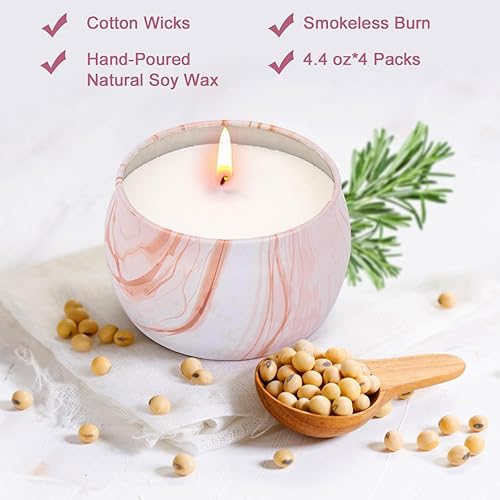 Miniatura 4 de Velas de soja para mujeres, juego de velas de aromaterapia, paquete de 4 velas de higos de 4.4 onzas de lavanda, vainilla y limón para el hogar,