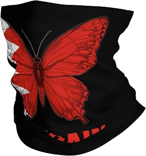 Bahrain Butterflies Flag Balaclava Bandana Headband Headwear Scarf Neck Gaiter for Men Women Sun Dust Protection for Outdoors Sports Hiking Cycling Running Fishing White