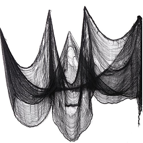 VEYLIN 324 x 31.2 Inch Large Halloween Creepy Cloth Cotton Gauze with 25g Spider Web for Halloween Party Outdoors Window Decorations,Yard Home Wall Decor, Black