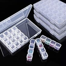 Diamond Embroidery Box, 4 Pack Clear Diamond Painting Storage Box Containers, Each contain 28 independent grids, Accessories Storage Box DIY Craft for 5D painting & embroidery Tools jewelry storage(112 Grids total)