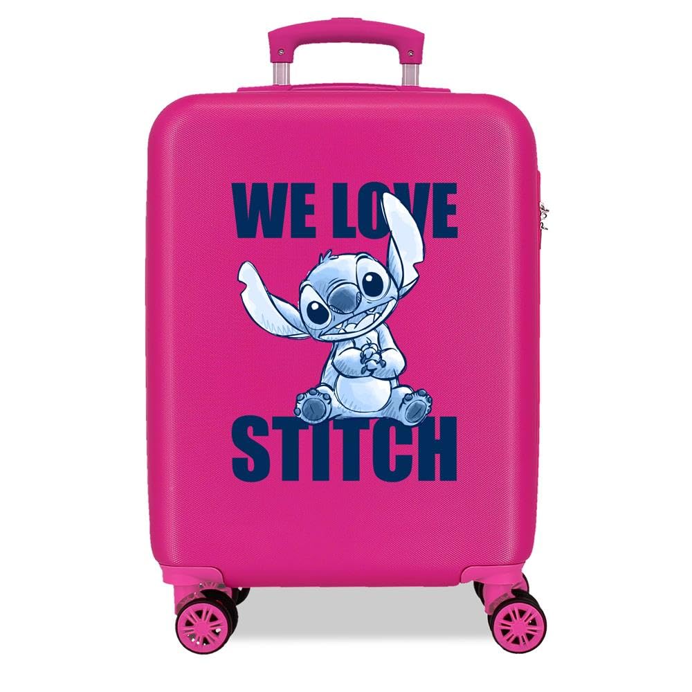 Joumma Disney Stitch różowa walizka kabinowa 38 x 55 x 20 cm sztywny 2 kg zamek szyfrowy z boku ABS 2 kg 35 l bagaż podręczny, Różowy kolor, Talla única, walizka kabinowa
