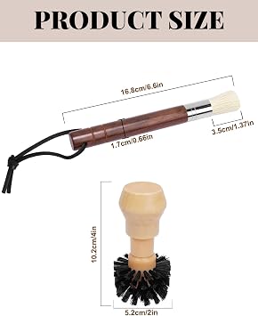 Espresso Brush Kit Compatible with Espresso Machines, Coffee Grinders - Espresso Tool Kit for Machine, Grinder, Countertop(Black Hog Bristle + Powder Bowl Brush, 2 Pack)