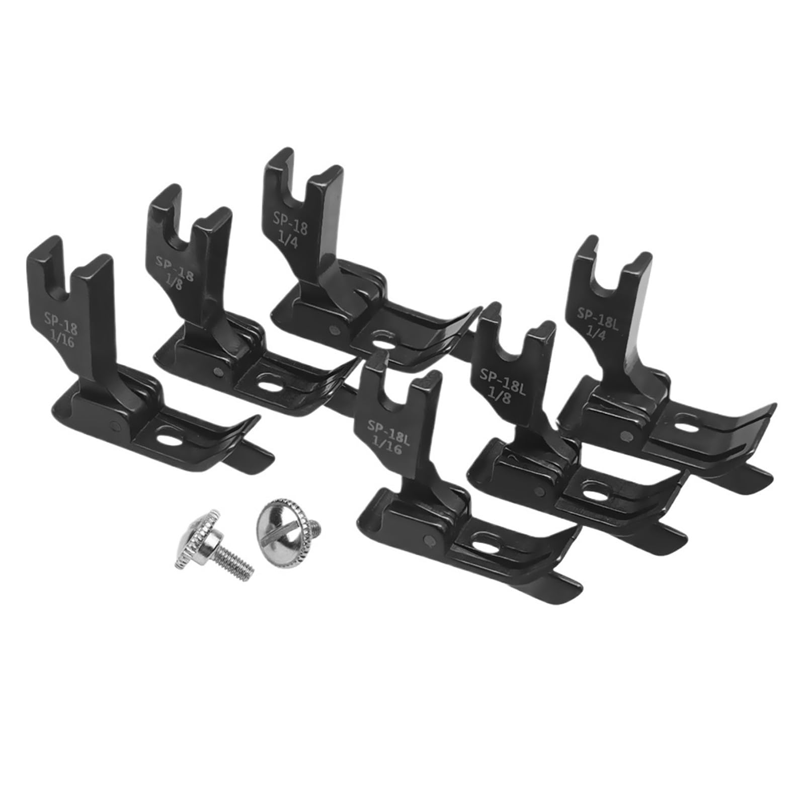 6 Pezzi SP-18 Piedino premistoffa incernierato for Macchina da Cucire Industriale con Guida Destra Sinistra 1/16''+1/8''+1/4'' 2 Viti for JUKI CONSEW