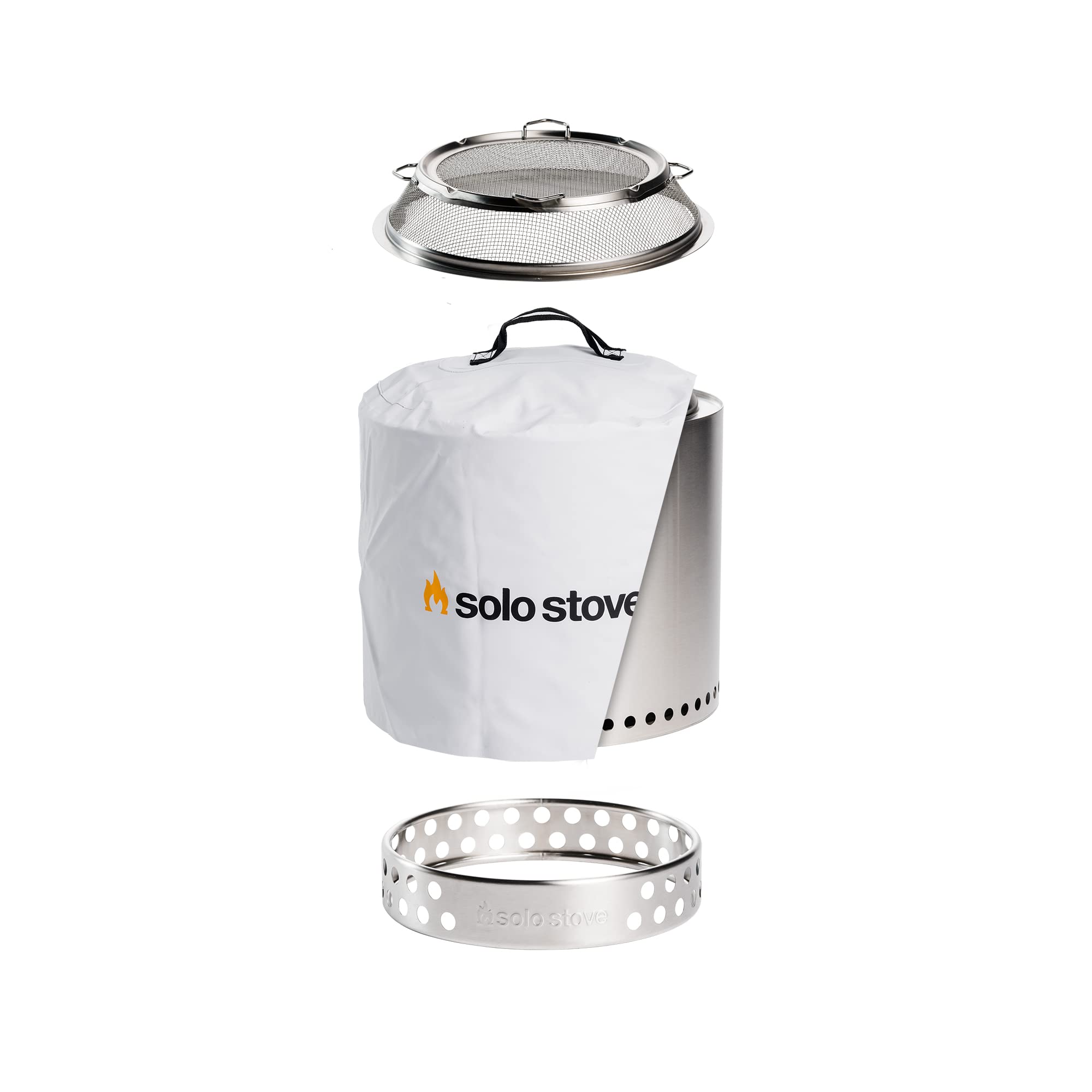 Solo Stove Ranger Backyard Bundle - Ranger Fire Pit with Stand,Carry Case, Waterproof Shelter, and Shield Great Stainless Steel Fire Pit for Camping and RVs