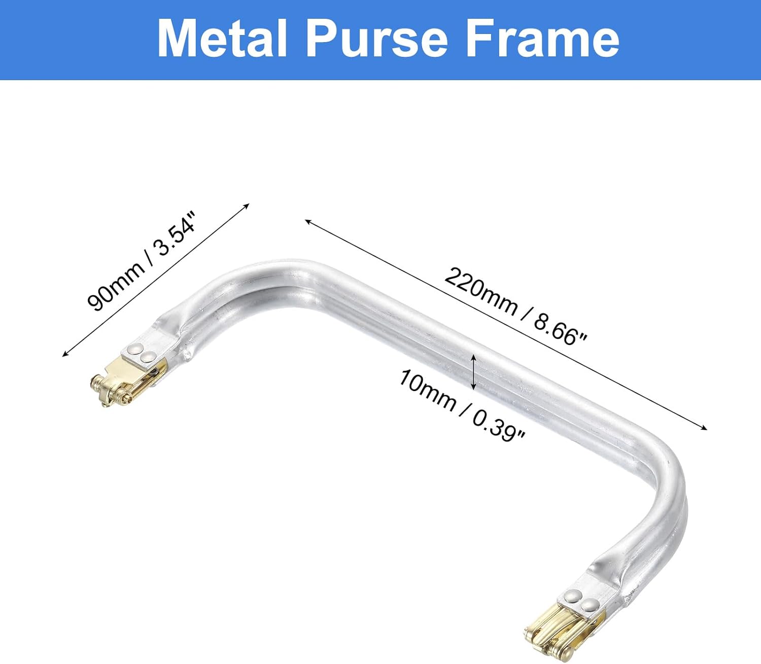 uxcell Metal Purse Frame 9 in, 4 Pcs Rectangle Frame Kiss Lock, Bag Frame Hardware Replacements for DIY Purse Handle Bag Making, Clutch Coin Purse Frames