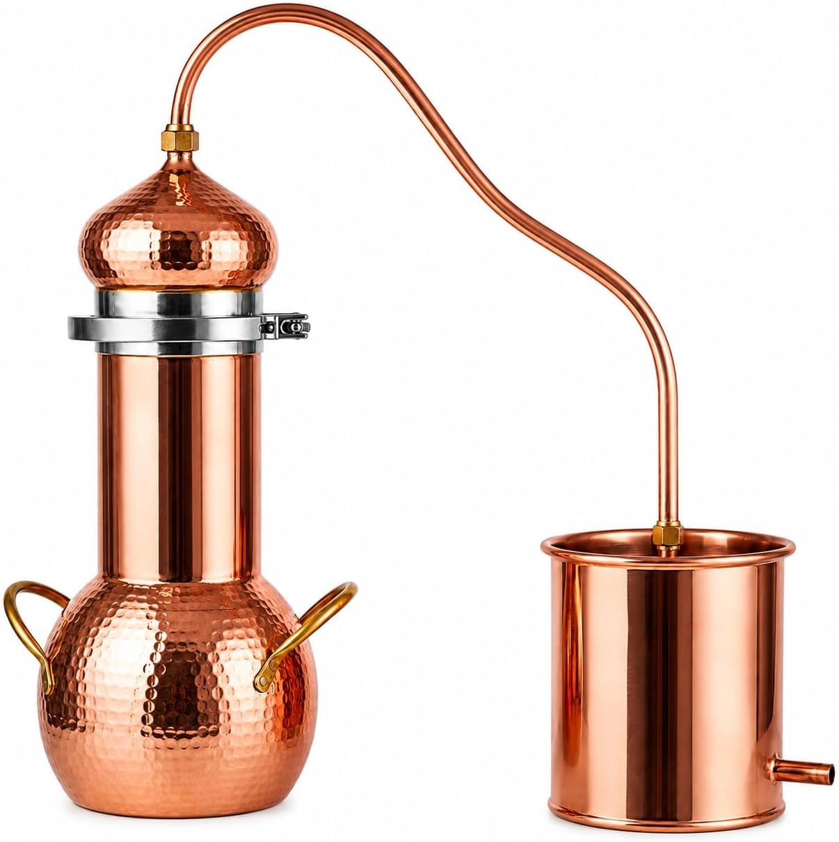 Kit de alambique de cobre de 2 litros con termómetro para aceites esenciales, whisky y destilación doméstica