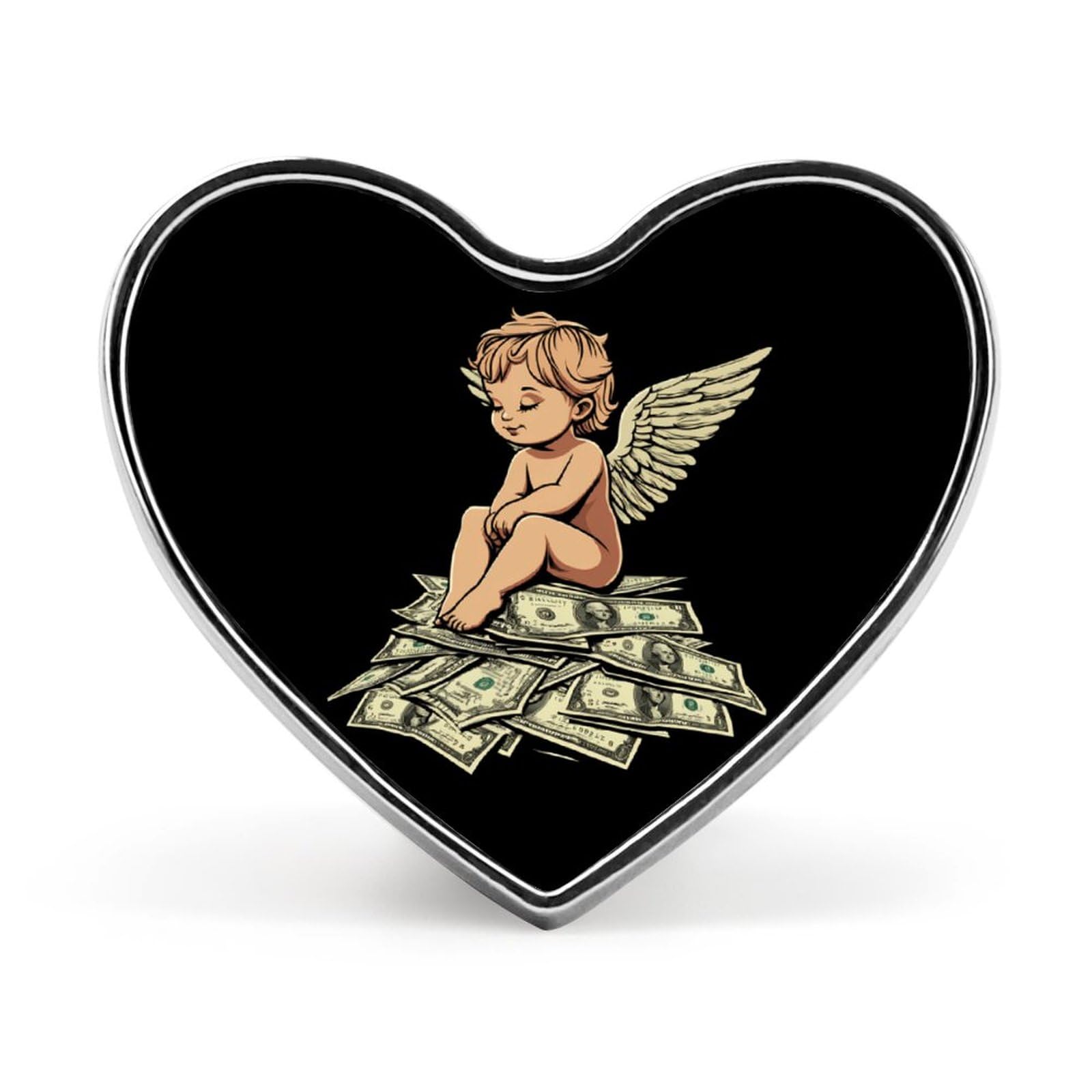 Angeles Dollar Money Print Badge Heart Shape Cute Brooch Pins Button Badges for Backpack Jackets Hats Decor