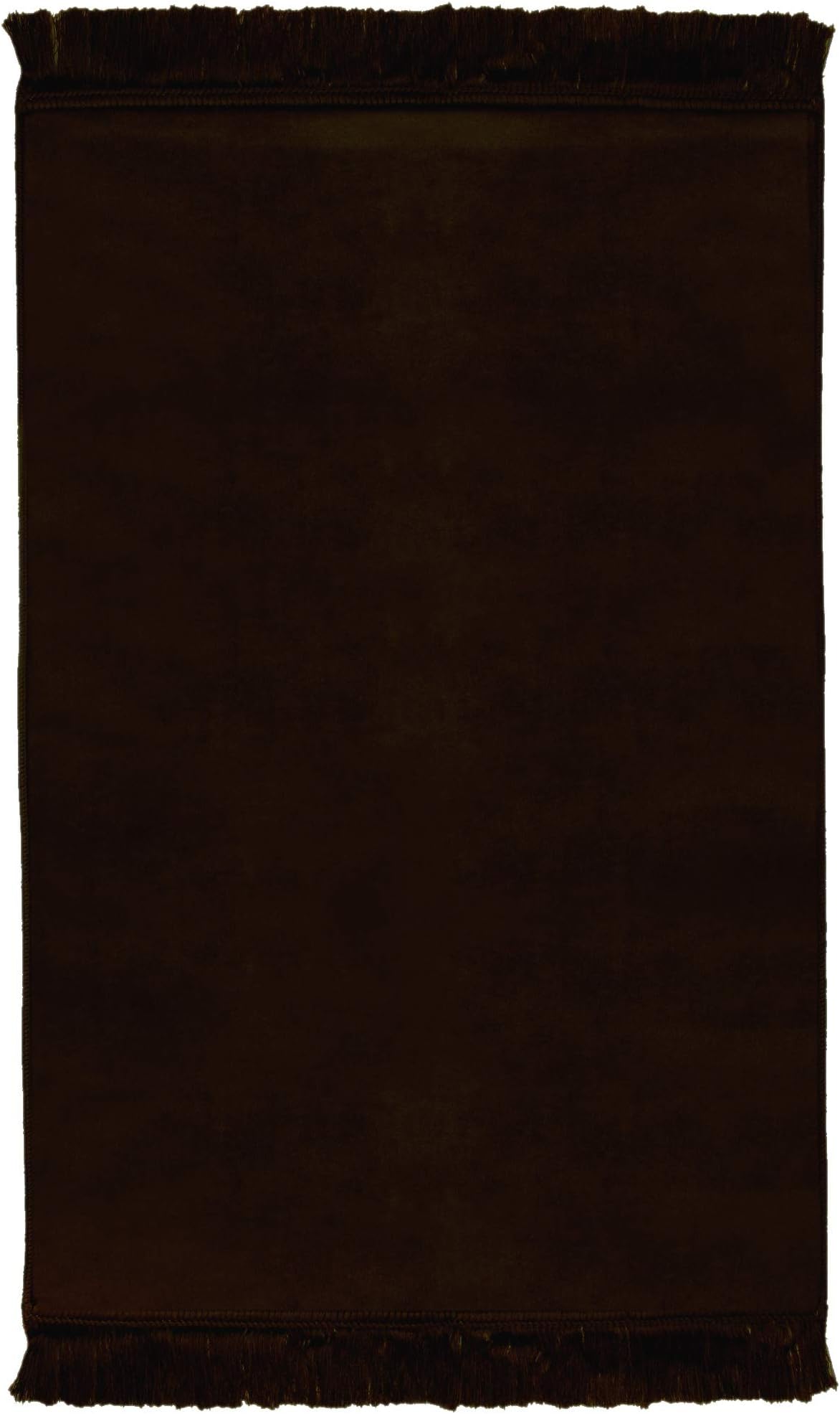 Solid Plain Janamaz Sajadah Dark Brown Color Velour Sajda Mat with Tassels