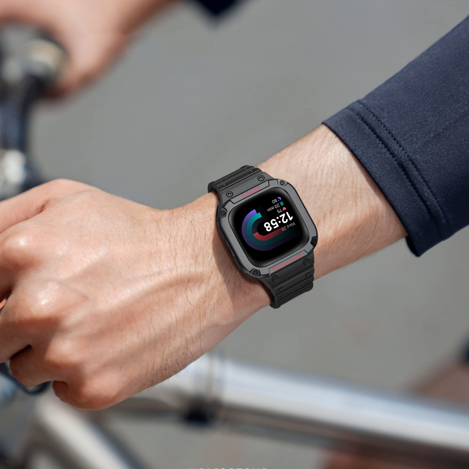 Fintie Paski z etui kompatybilne z Fitbit Versa 4/3 / 2/1 / Versa Lite/Fitbit Sense 2 / Sense, etui ochronne, pasek sportowy, dla mężczyzn