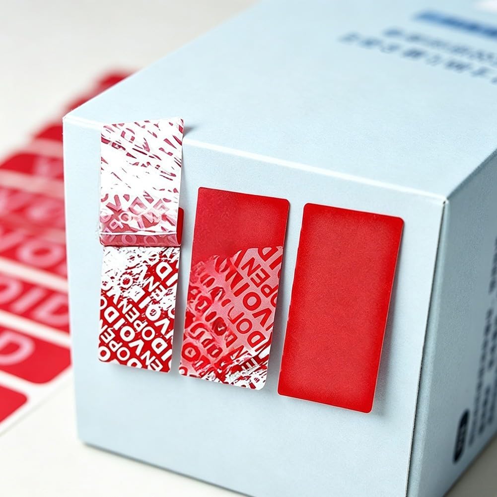 100 Etiquetas de Seguridad Antimanipulación, VOID Irreversible, 50x25mm(50 * 25mmMattRedBlank)