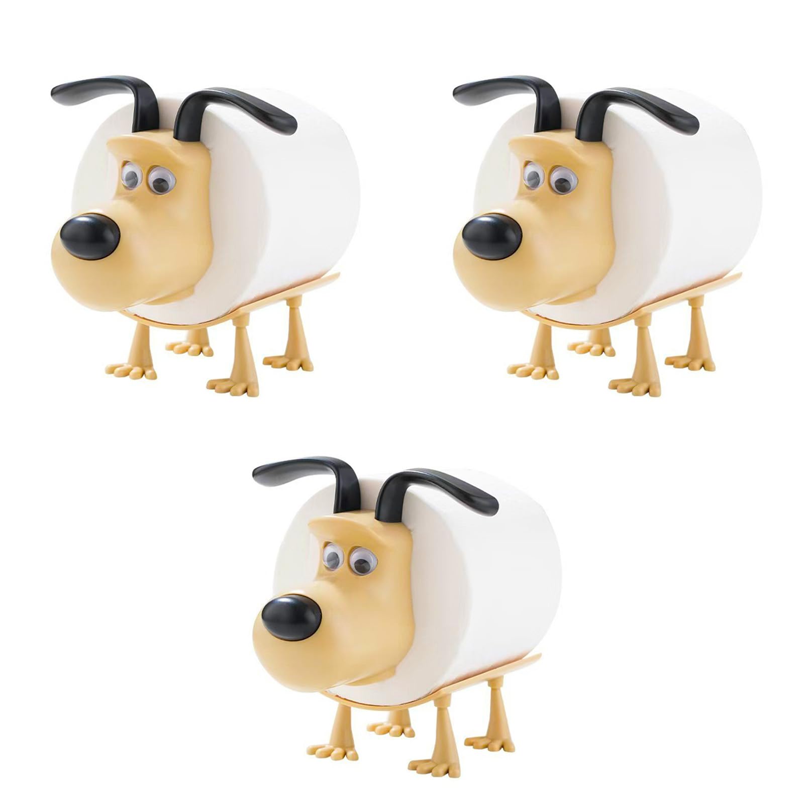 3 Stück Toilettenpapierhalter, Toilettenpapierhalter in Welpenform, Klopapierhalter Stehend, Lustiges Klopapier Halterung Geschenk, WC Papier Halterung, Badezimmer Wohnzimmer Deko, Badaccessoires