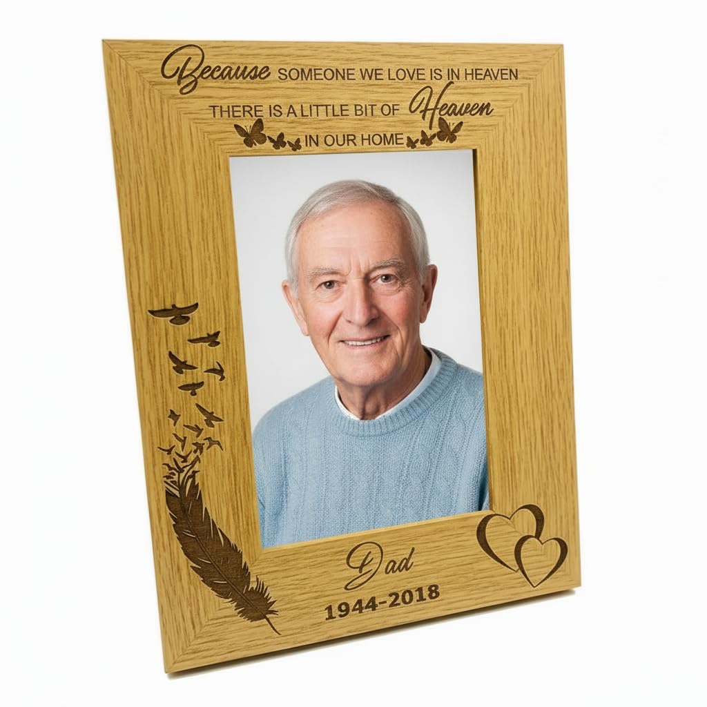Personalised Because Someone We Love Is In Heaven Remembrance Photo Frame (4 x 6 Inch)