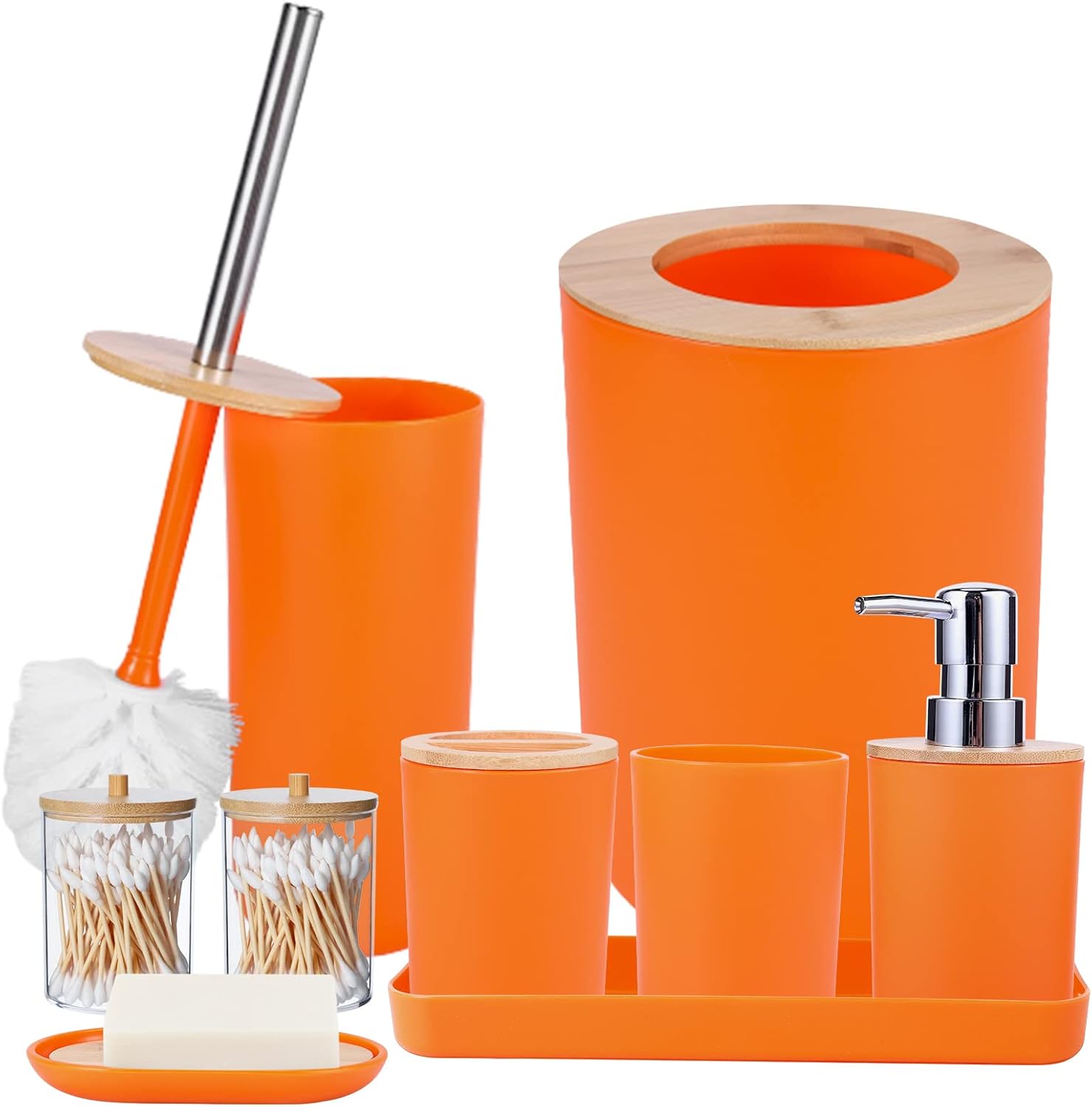 Amazon.com: SLDIYWOW 9Pcs Orange Bathroom Accessory Set,Bathroom ...