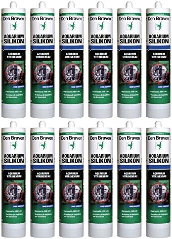 Den Braven 4016960015103 Aquarium Silicone Sealant, 300 ml, Fresh and Sea Water Resistant, High Elasticity, Made in Europe, Black, Box of 12