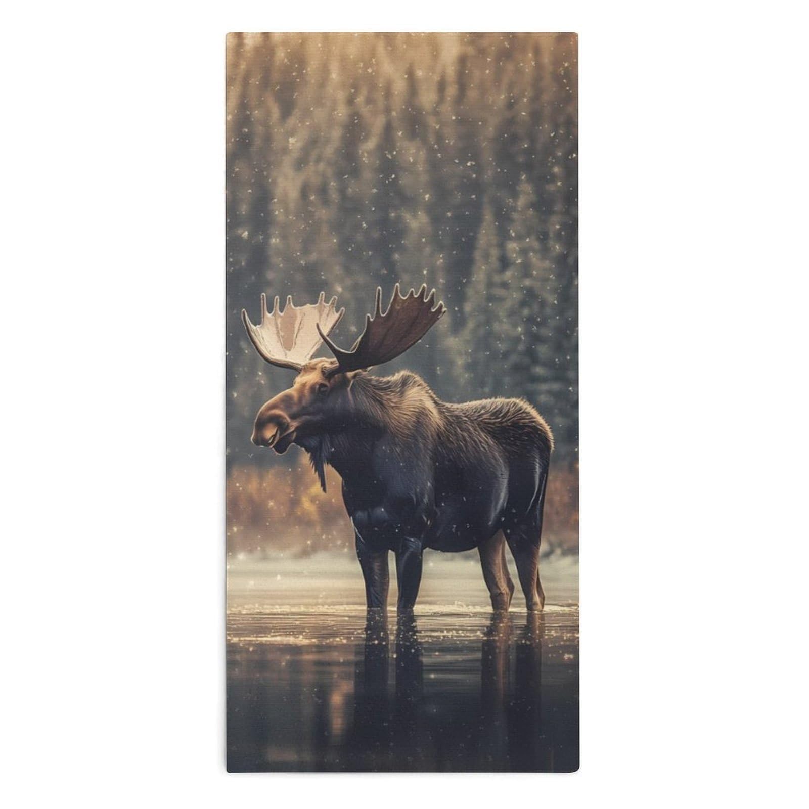 TXFBTRFSA Moose Winter Wildlife Deer Hand Towels for Adult Face Towel Bath Beach Swim Accessories