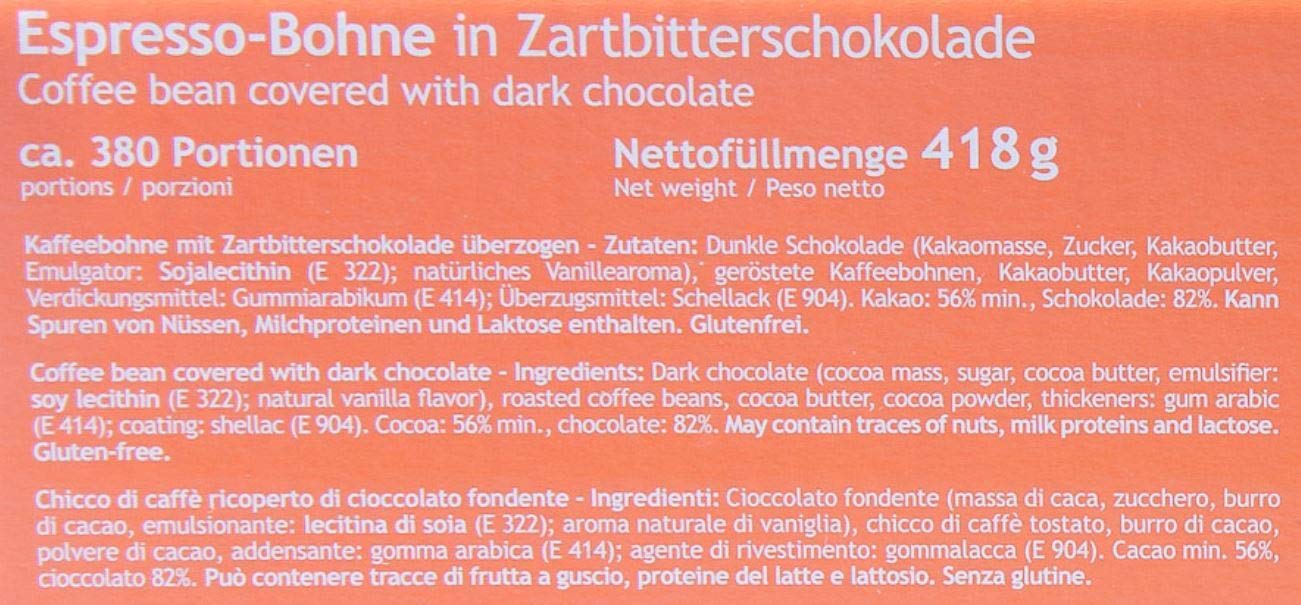 Hellma schokolierte Espressobohnen 380 x 1,1g Zartbitter