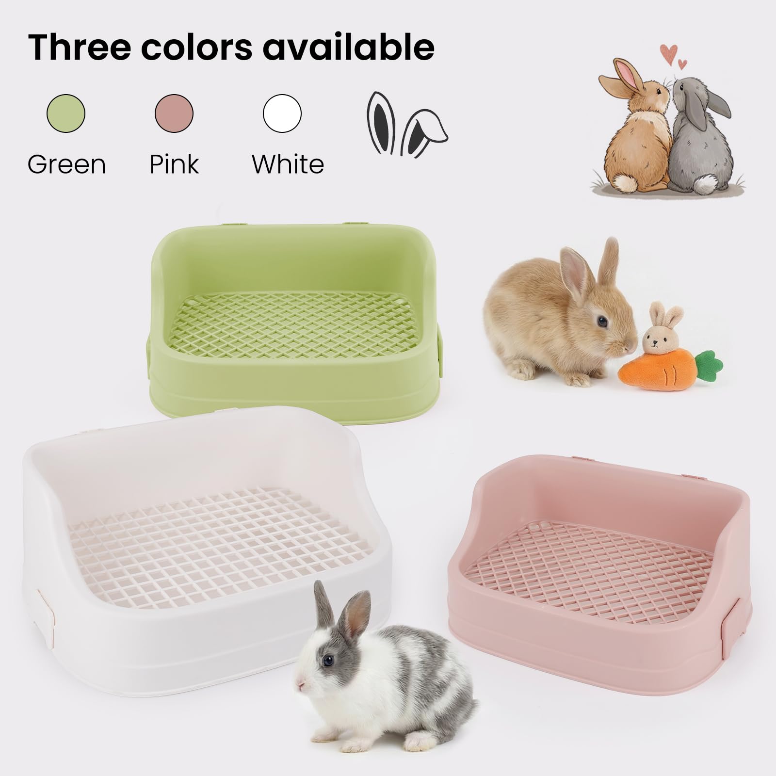 Large Rabbit Litter Box, Bunny Litter Box with Removable Top and Bottom, Corner Bunny Potty Training Litter Pan, Small Animal Toilet for Adult Rabbits, Guinea Pig, Hamster, Pink - image 7