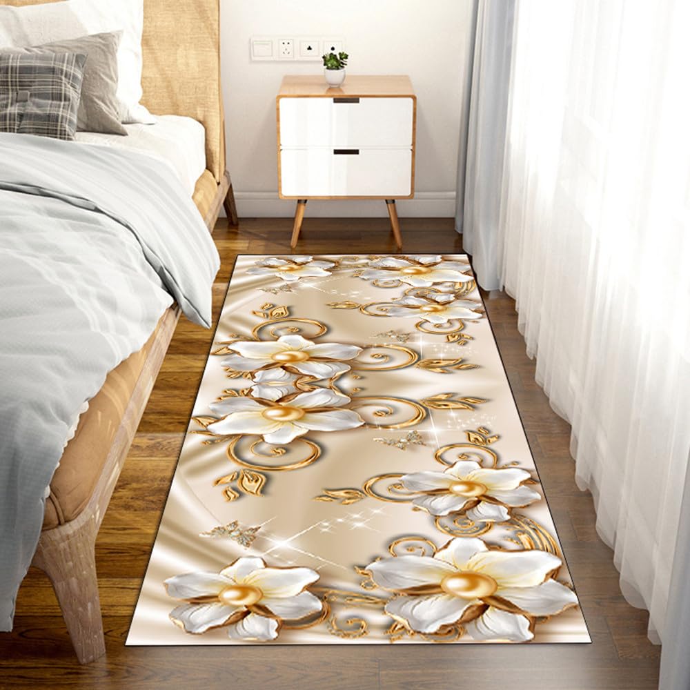 Yinghesheng Teppich Läufer Mit Blumendruck - Waschbar & Rutschfest 60x120cm Für Küche & Flur