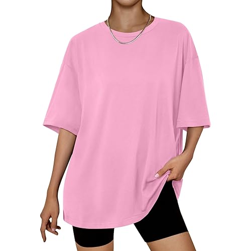 Trendy Queen Womens Oversized Summer T Shirts Fashion Workout Plus Size Tops Short Sleeve Beach Vacation Gym Clothes 2025
