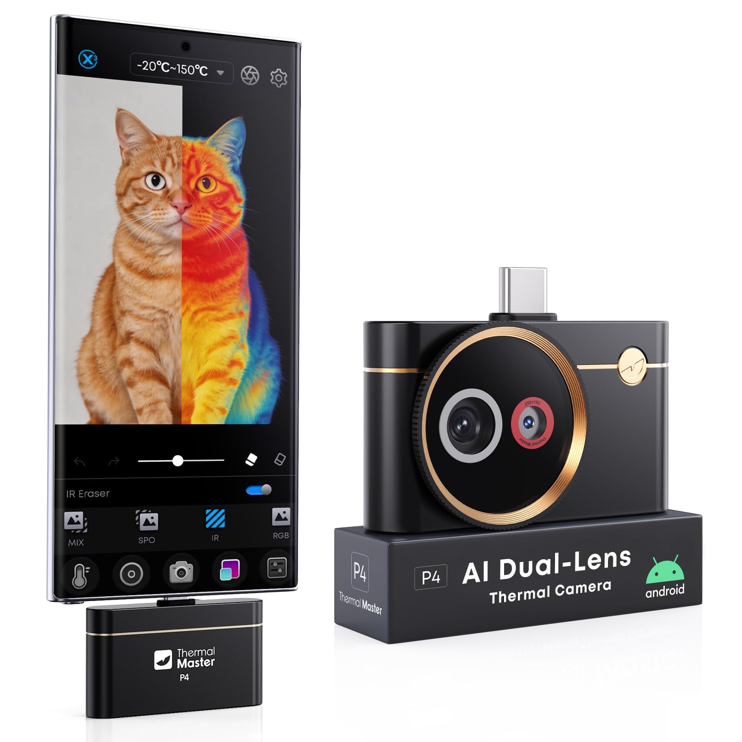Thermal Master P4 AI Mobile Attached Thermal Camera for Android Smartphones Dual Lens Infrared Camera for PCB Inspection Thermal Imaging Device for Electrical Testing, HVAC and Equipment Analysis-image-41