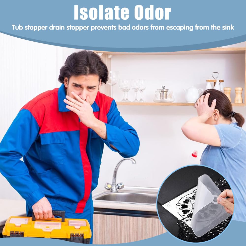 Set 2 Tappi Per Scarico In Silicone Quadrati - Antiodore Per Vasca, Doccia E Cucina, 14.7x14.7 Cm - Foto 8