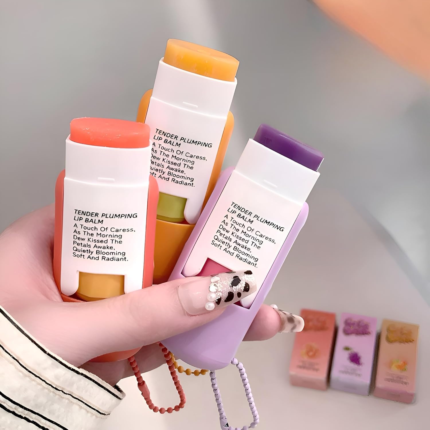 gege bear delicate & moisturizing lip balm | tender plumping moisturizing lip treatment | fruit-scented grape, blood orange & mango | honey love dazzling lips | high-shine glossy finish | retractable twist-up design | keychain accessory for on-the-go touch-ups | cute pastel packaging for teen girls & young women (03# mango, 8.2g)