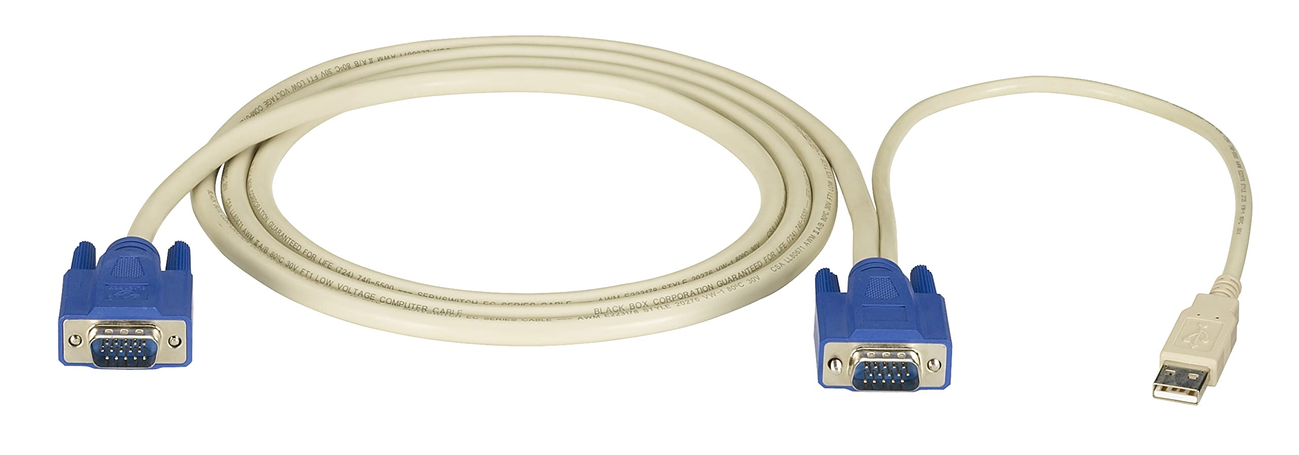 Black Box SERVSWITCH EC USB Server Cable, showing VGA and USB connectors